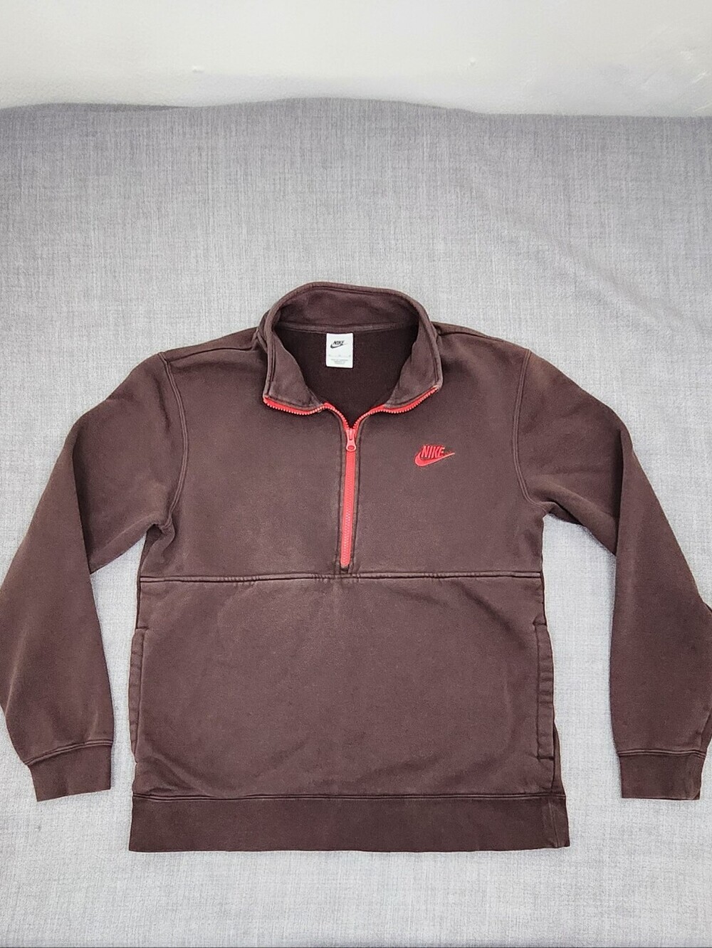 Nike Brown Pullover 1/4 Zip With Pouch.  Medium